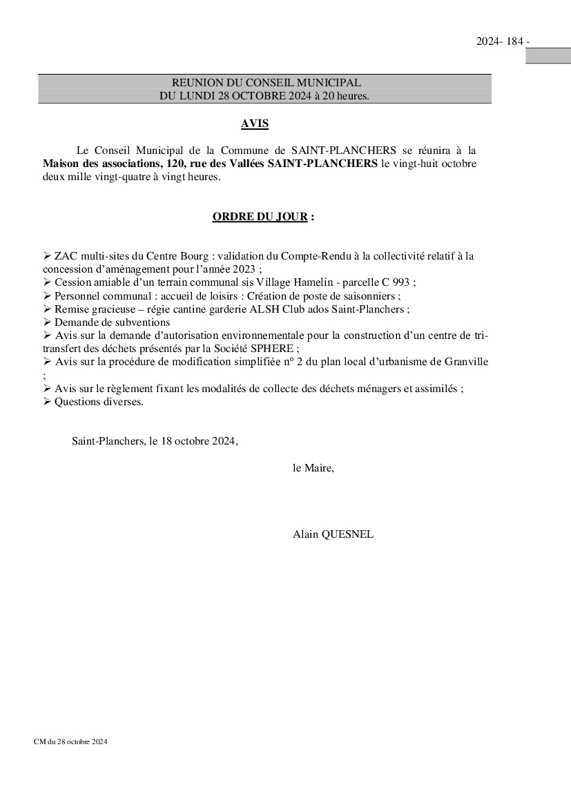 Compte-rendu du dernier conseil municipal