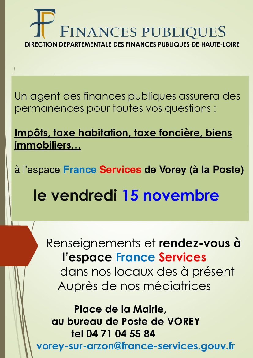 Permanences DGFIP et CIDFF : Vorey