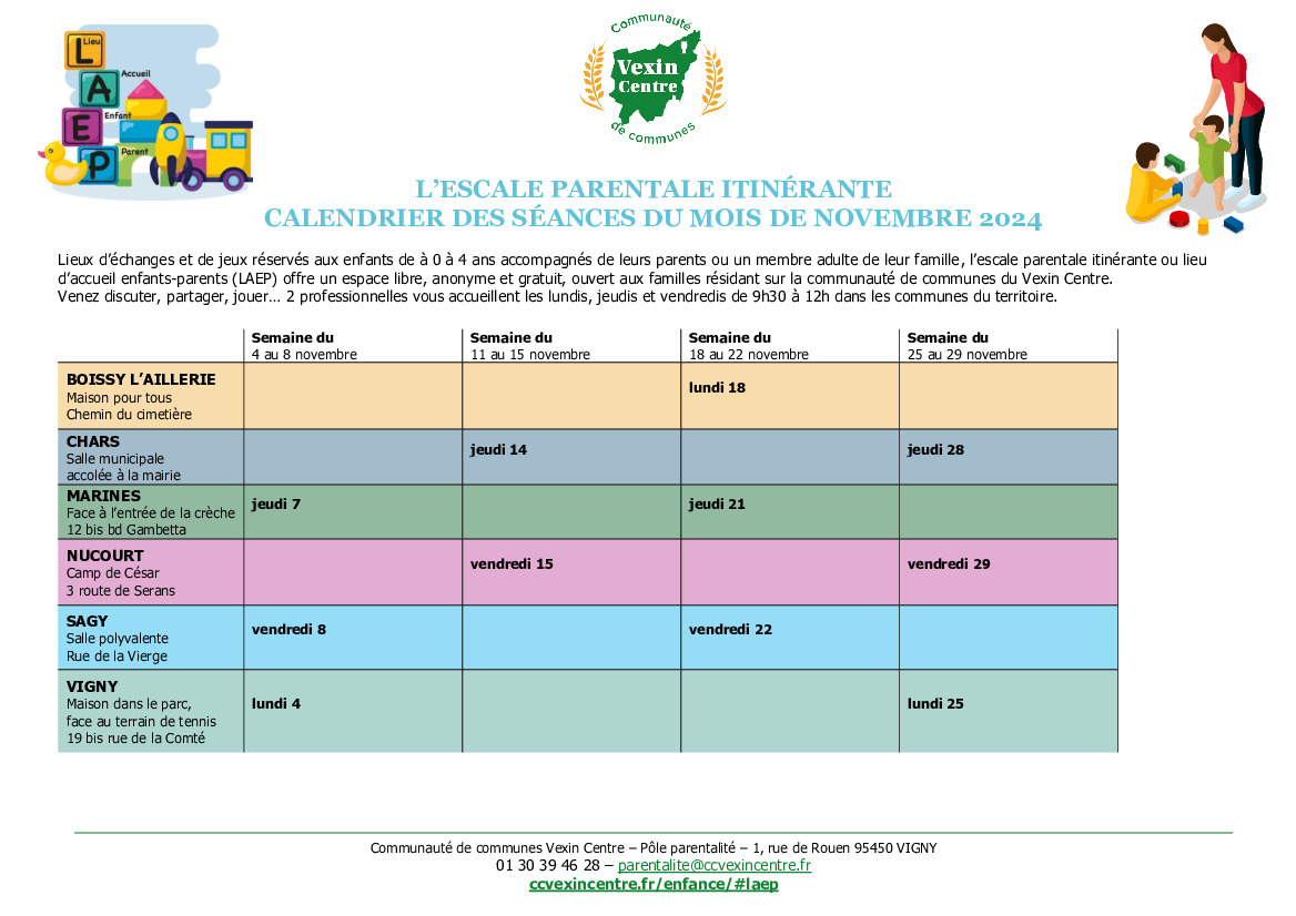 Calendrier LAEP novembre 2024