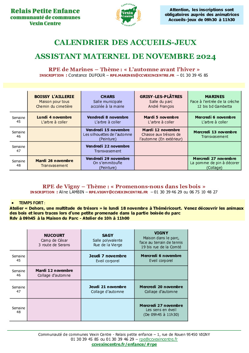 Planning relais assistantes maternelle