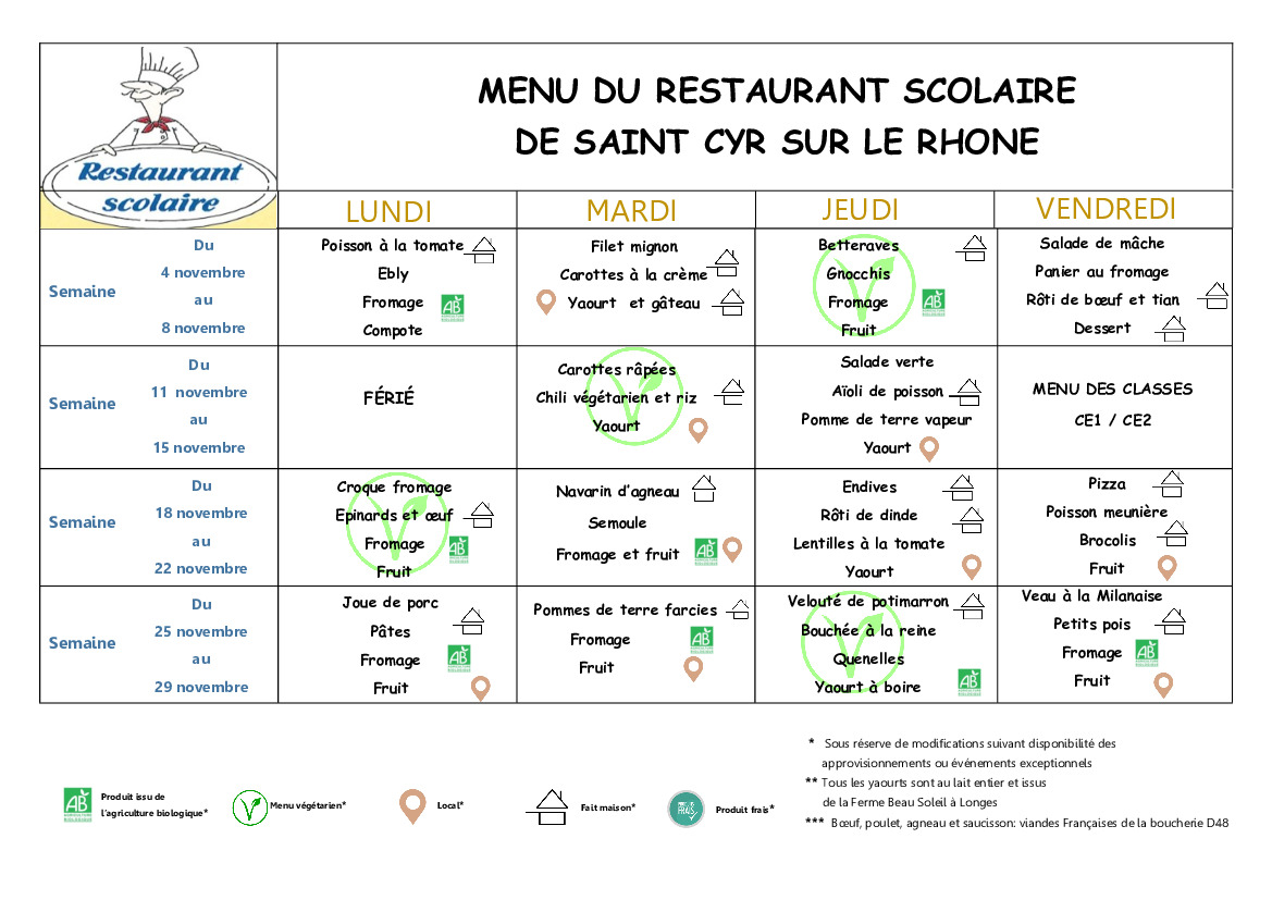 MENU NOVEMBRE