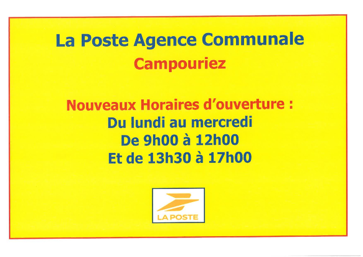 Agence Postale Communale neveaux horaires