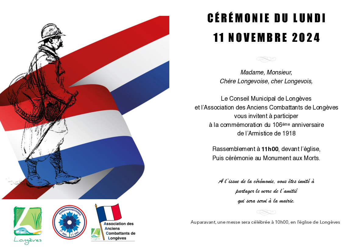 Invitation à la Commémoration du 11 novembre.