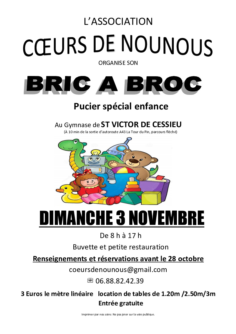 Bric à Broc Association Coeur de nounou- 3 novembre