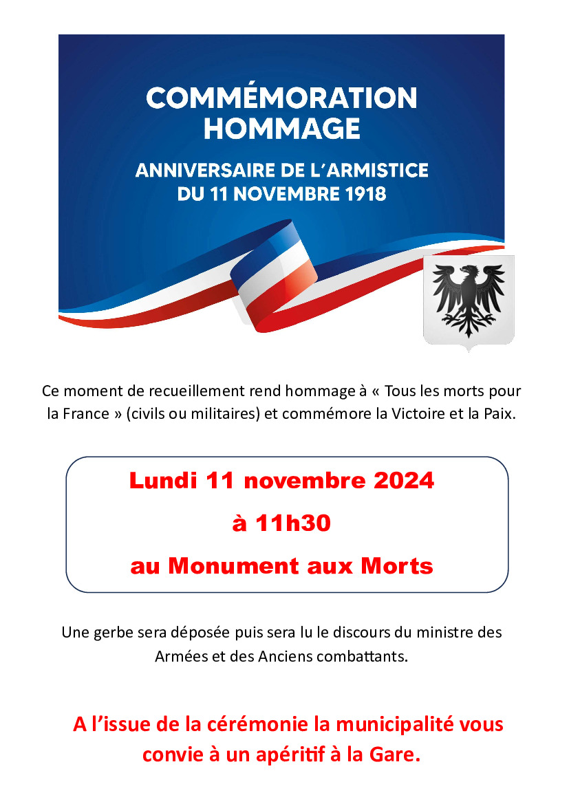 Commémoration de l'Armistice du 11 novembre 1918