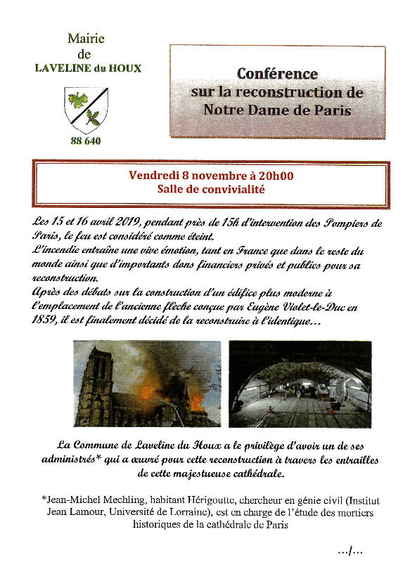 Conférence reconstruction de Notre Dame de Paris