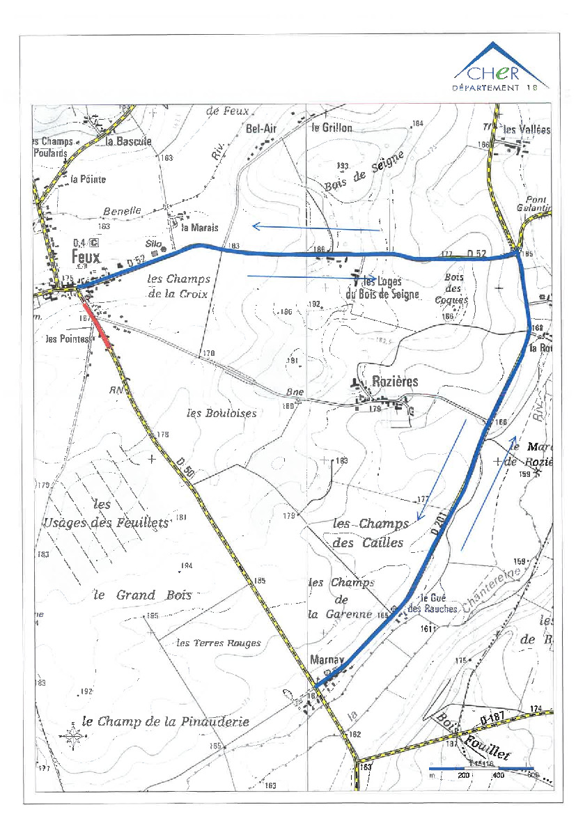 Travaux d'aménagement route de Sancergues/Carrefour RD50/52