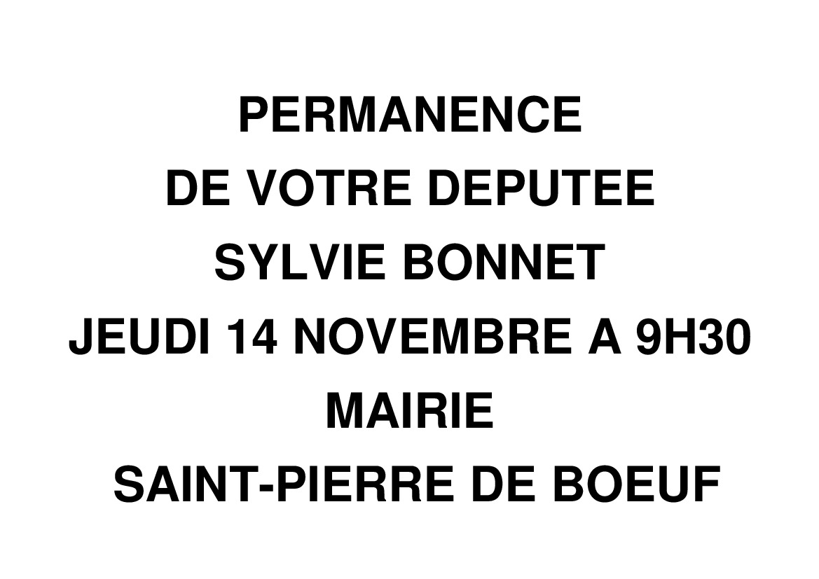 PERMANENCE DÉLOCALISÉE DE VOTRE DÉPUTÉE, SYLVIE BONNET