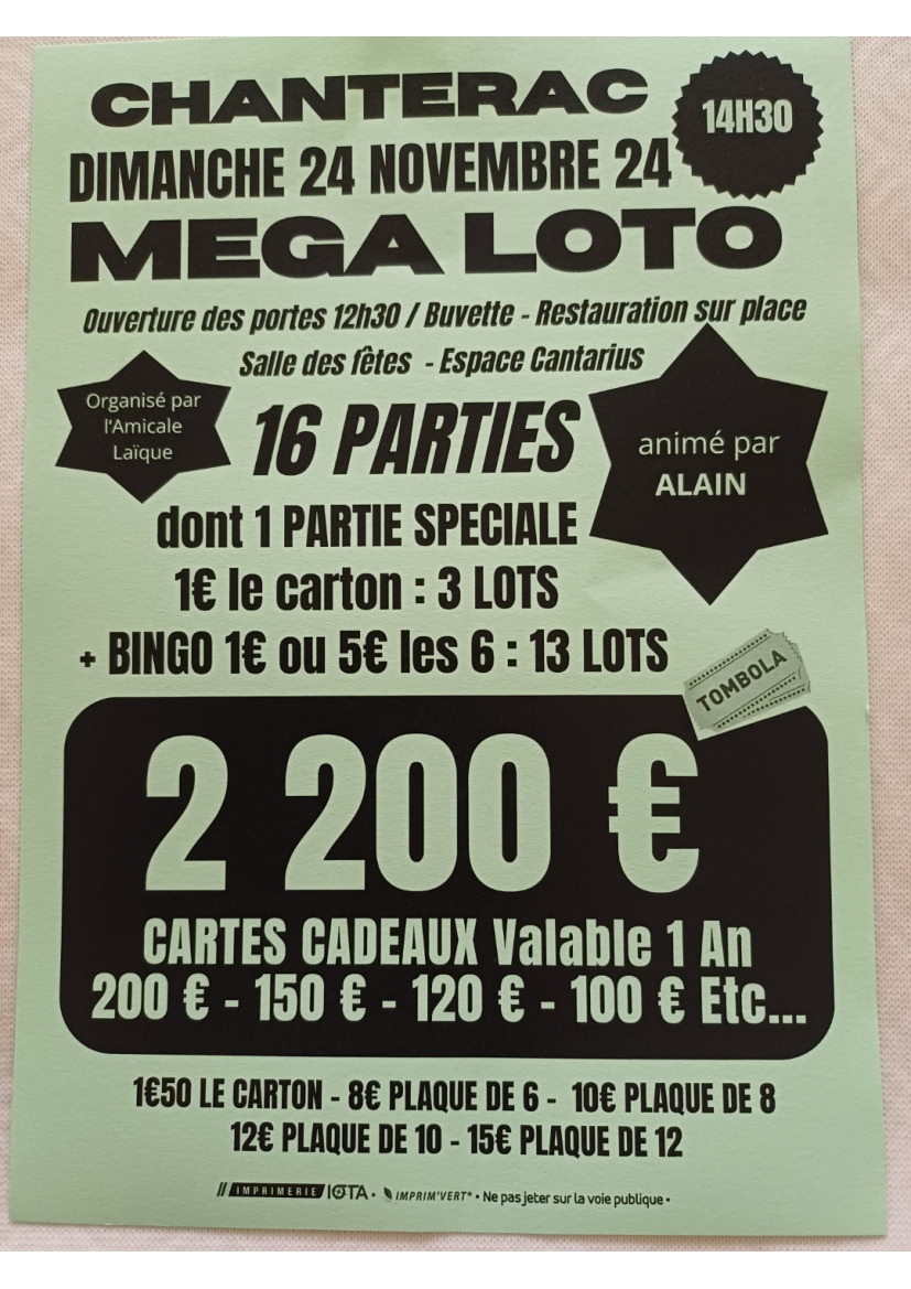 Méga Loto à Chantérac