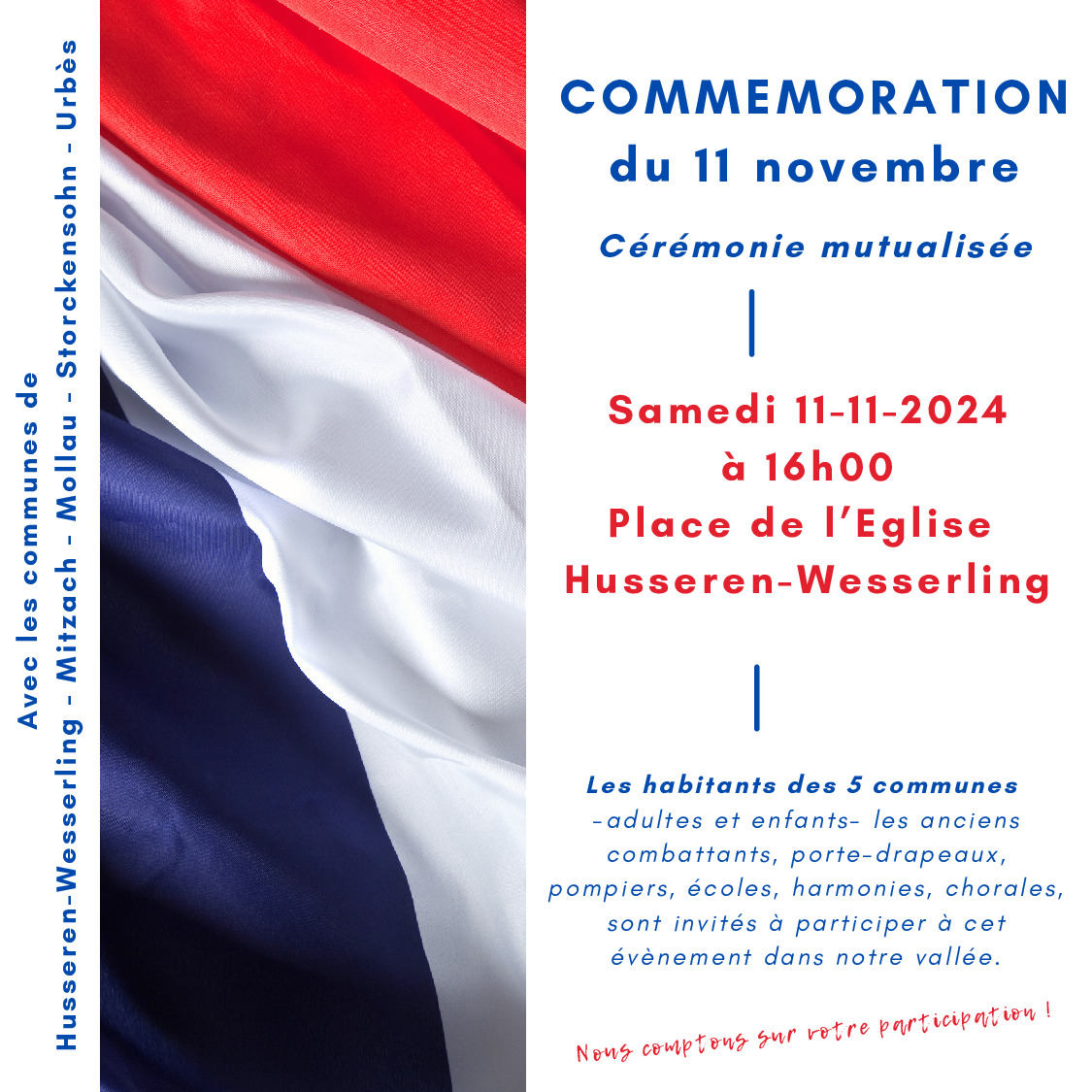 Invitation à la Commémoration du 11 Novembre 2024