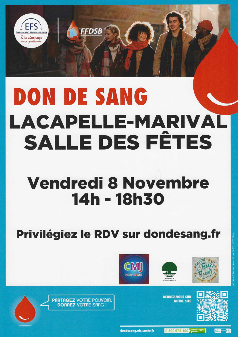 Don du sang vendredi 08/11