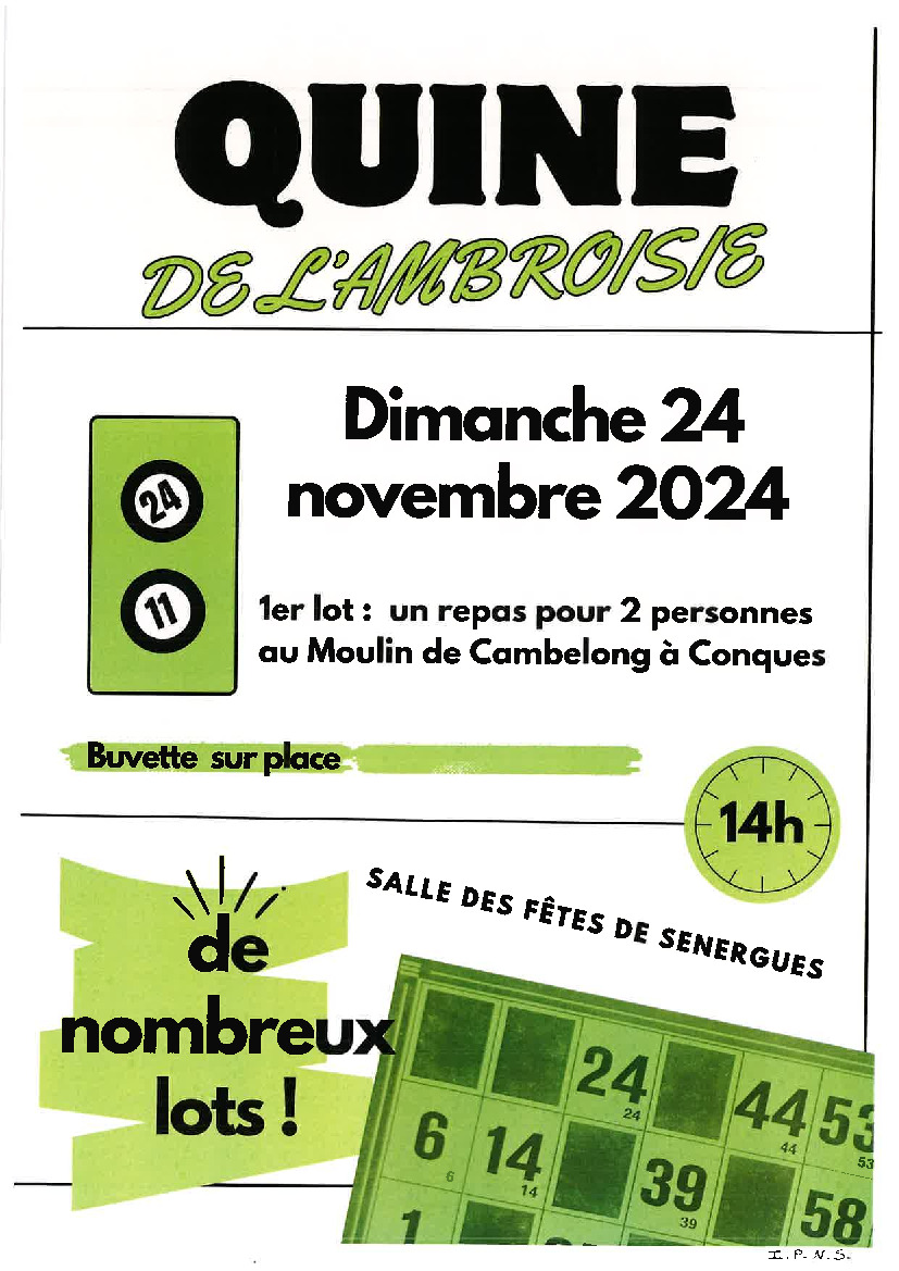 Quine de l'Association Maison de l'Ambroisie - 24 Novembre