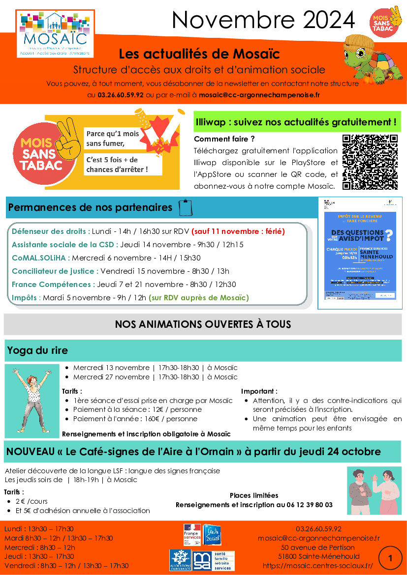 Mosaïc newsletter de novembre