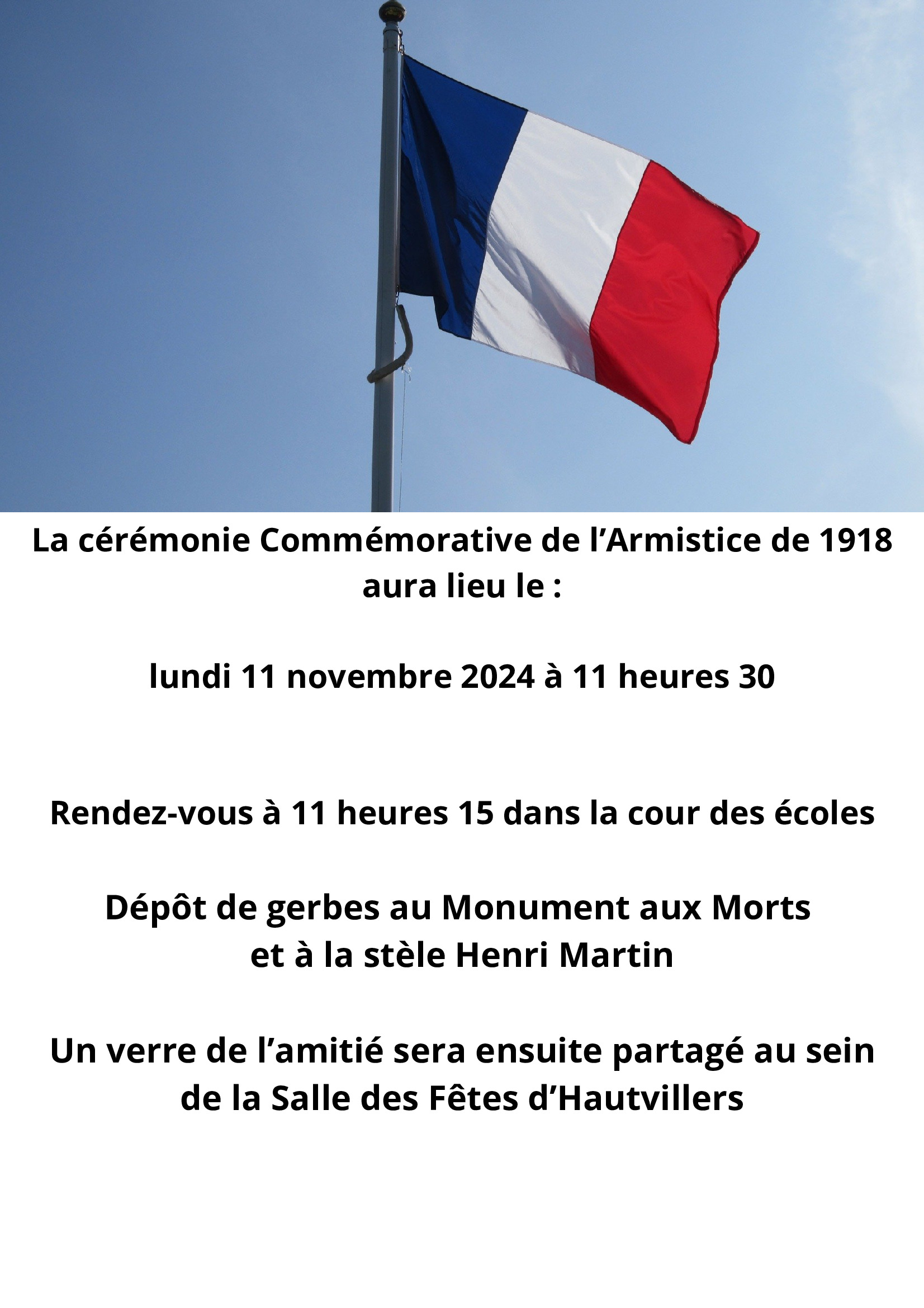 CÉRÉMONIE COMMÉMORATIVE DU 11 NOVEMBRE