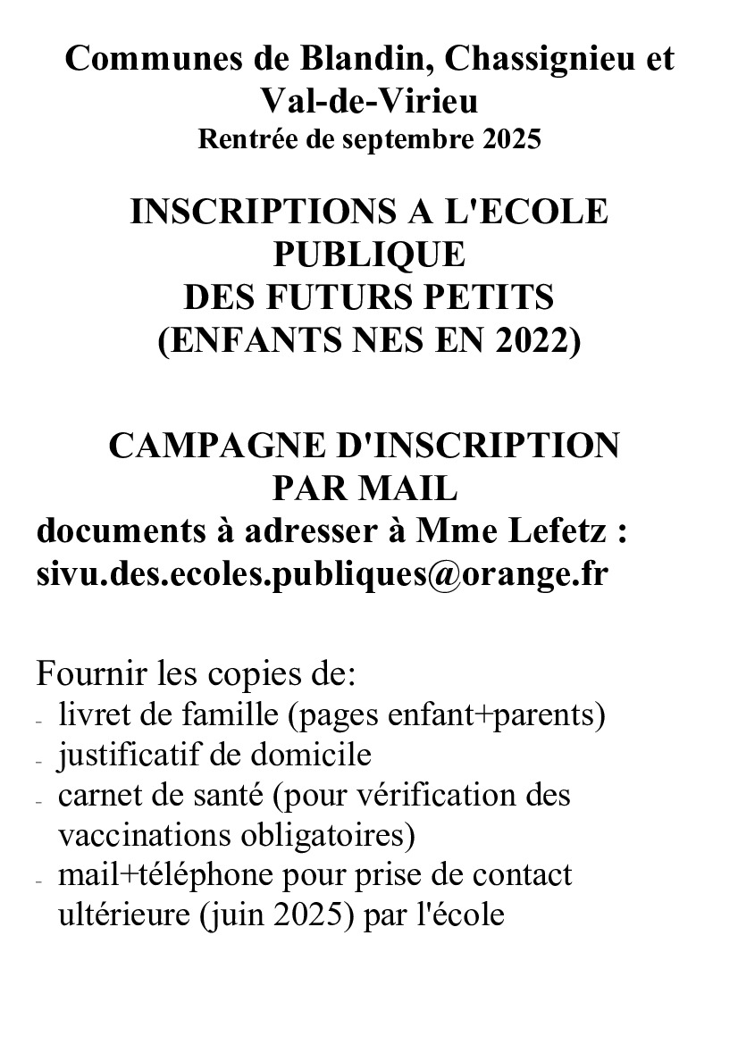 Inscription petits pour septembre 2025