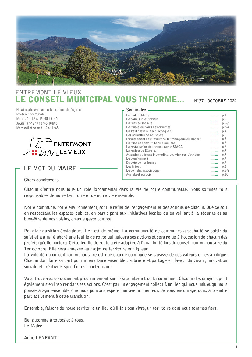 Le bulletin municipal d’automne est paru