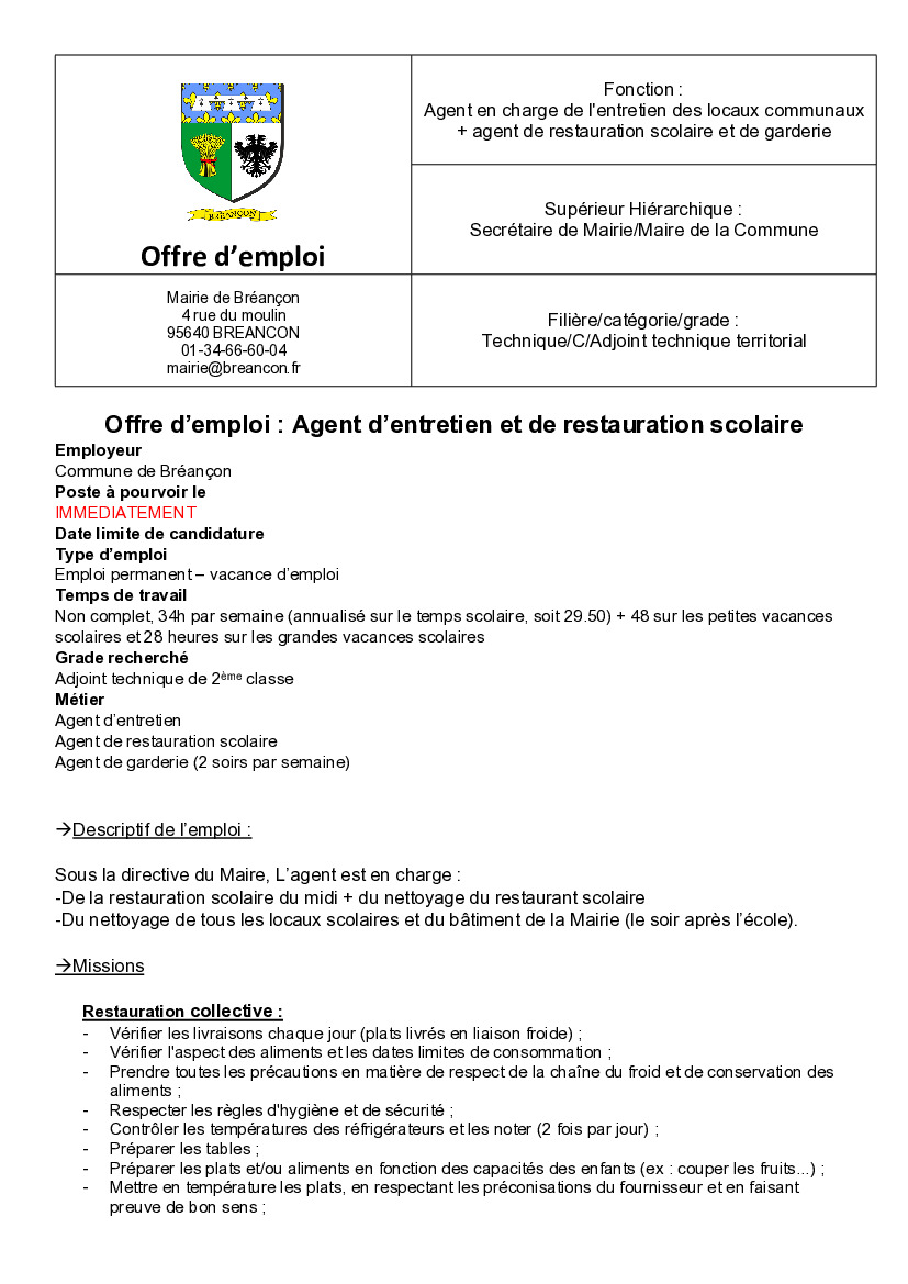 Offre d'emploi