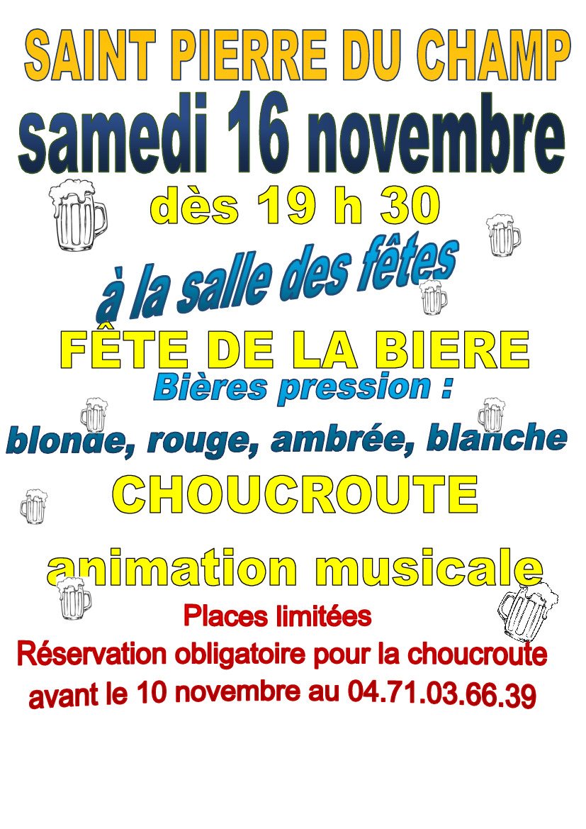 Fête de la bière 16 novembre 2024