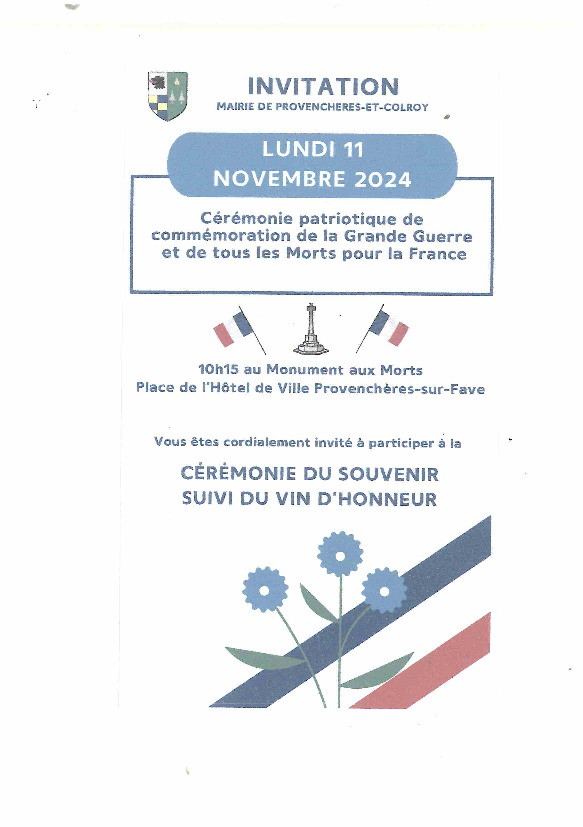 Invitation 11 novembre 2024