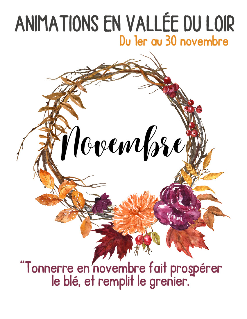 Mensuel de novembre et décembre animations en Vallée du Loir