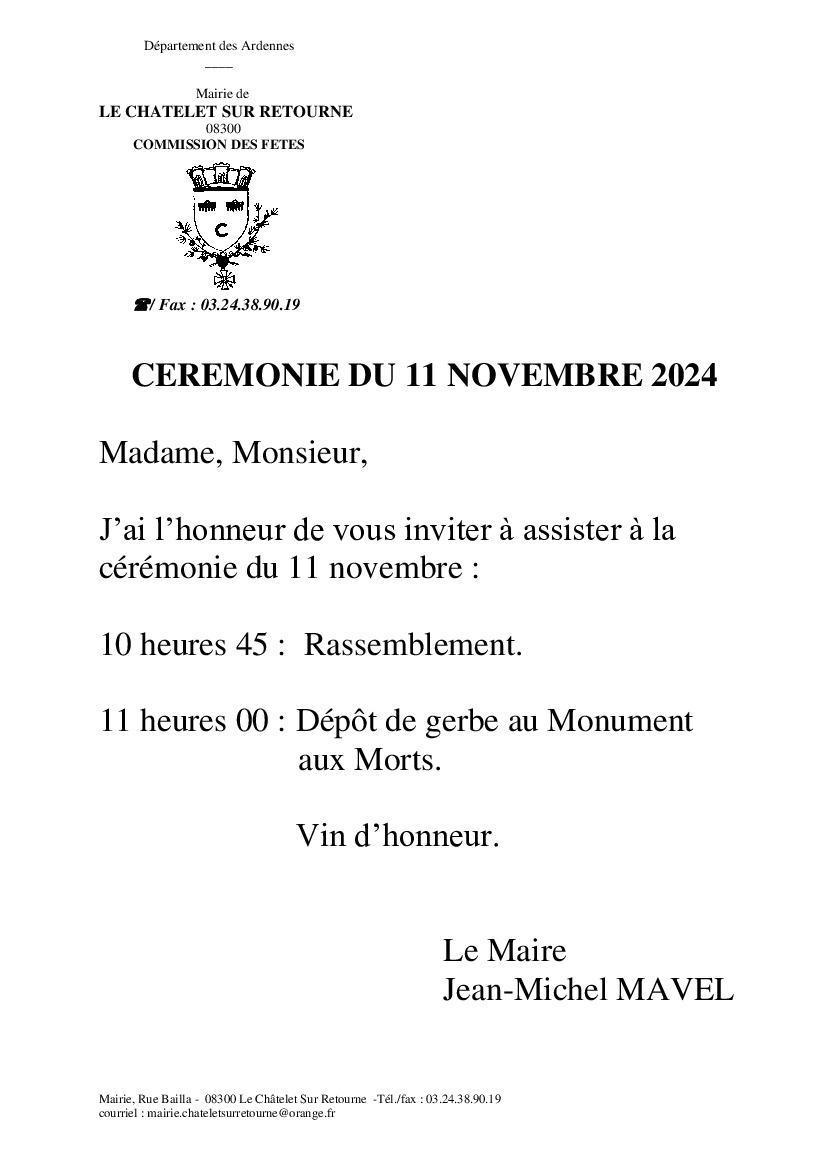 Cérémonie du 11 novembre 2024