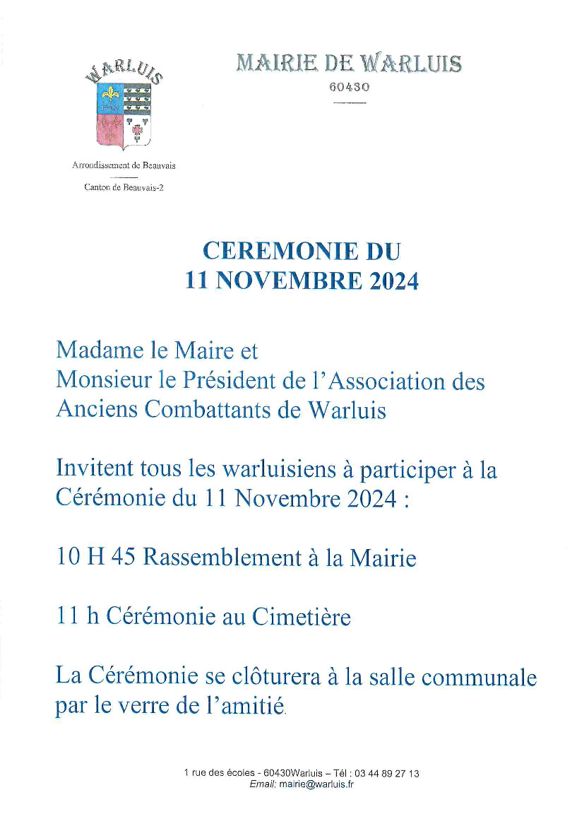 CEREMONIE DU 11 NOVEMBRE 2024