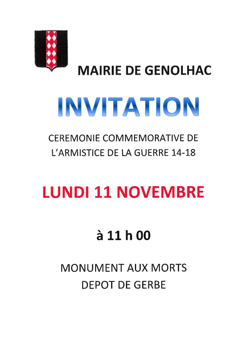 Invitation cérémonie 11 novembre