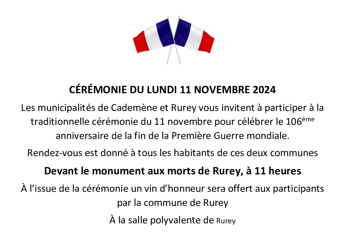 Invitation à la cérémonie du 11 novembre