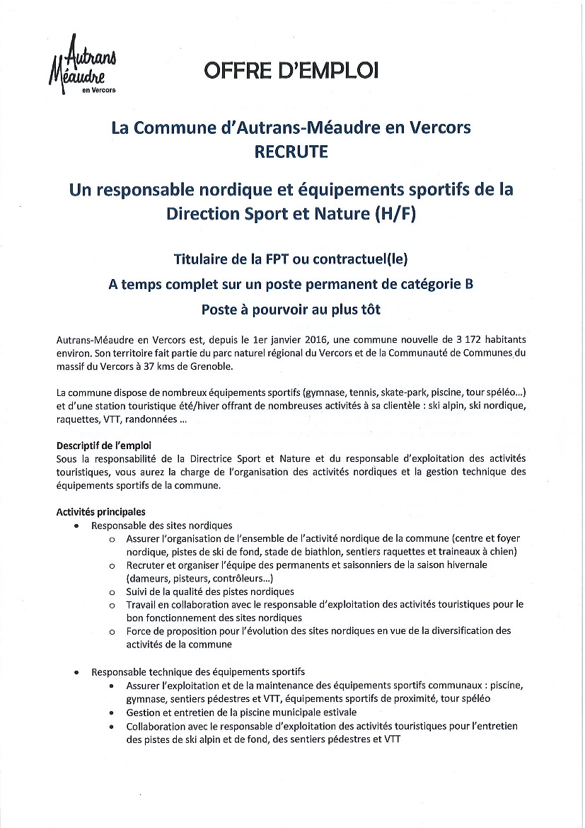 OFFRE D'EMPLOI