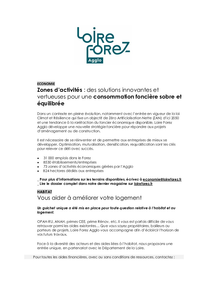 Informations Loire Forez Agglomération