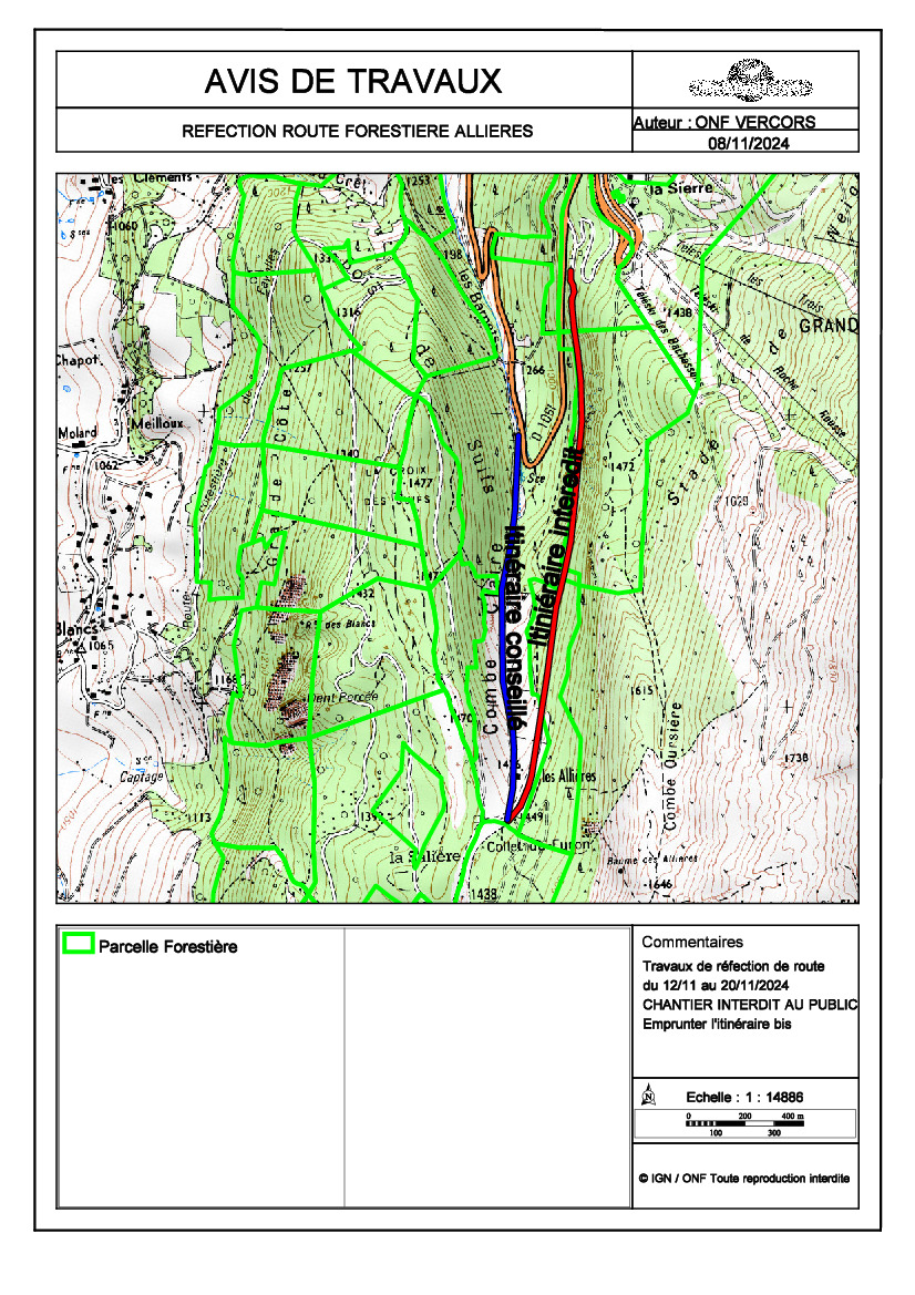 AVIS DE TRAVAUX ROUTE FORESTIERE DES ALLIERES