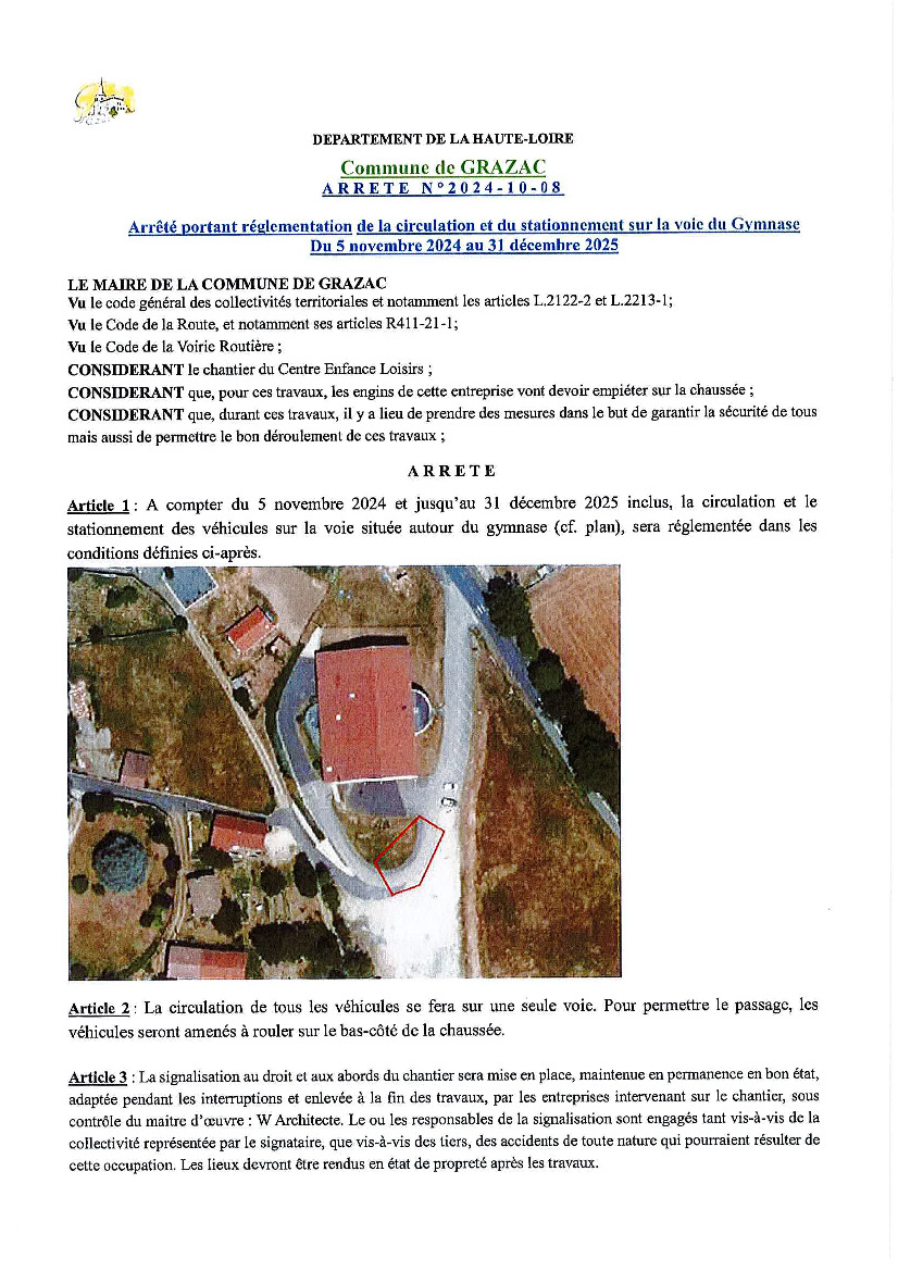 Centre Enfance Loisirs (CEL): Arrêté Municipal Stationnement