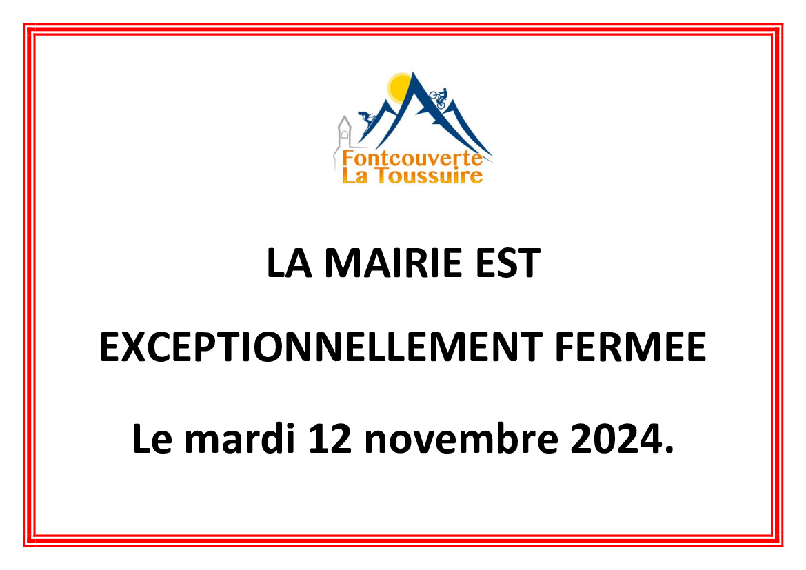 FERMETURE EXCEPTIONNELLE