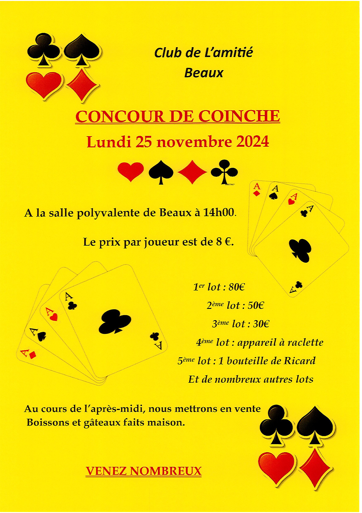 concour de coinche du club de l'amitié