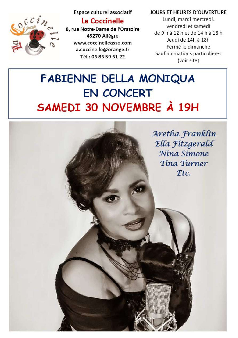 Concert Fabienne Della Monica  30 novembre 19h la Coccinelle