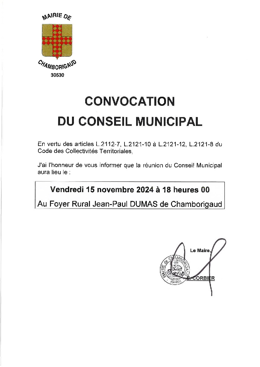 Convocation du conseil municipal