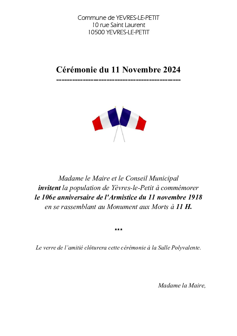 Cérémonie du 11 Novembre 2024