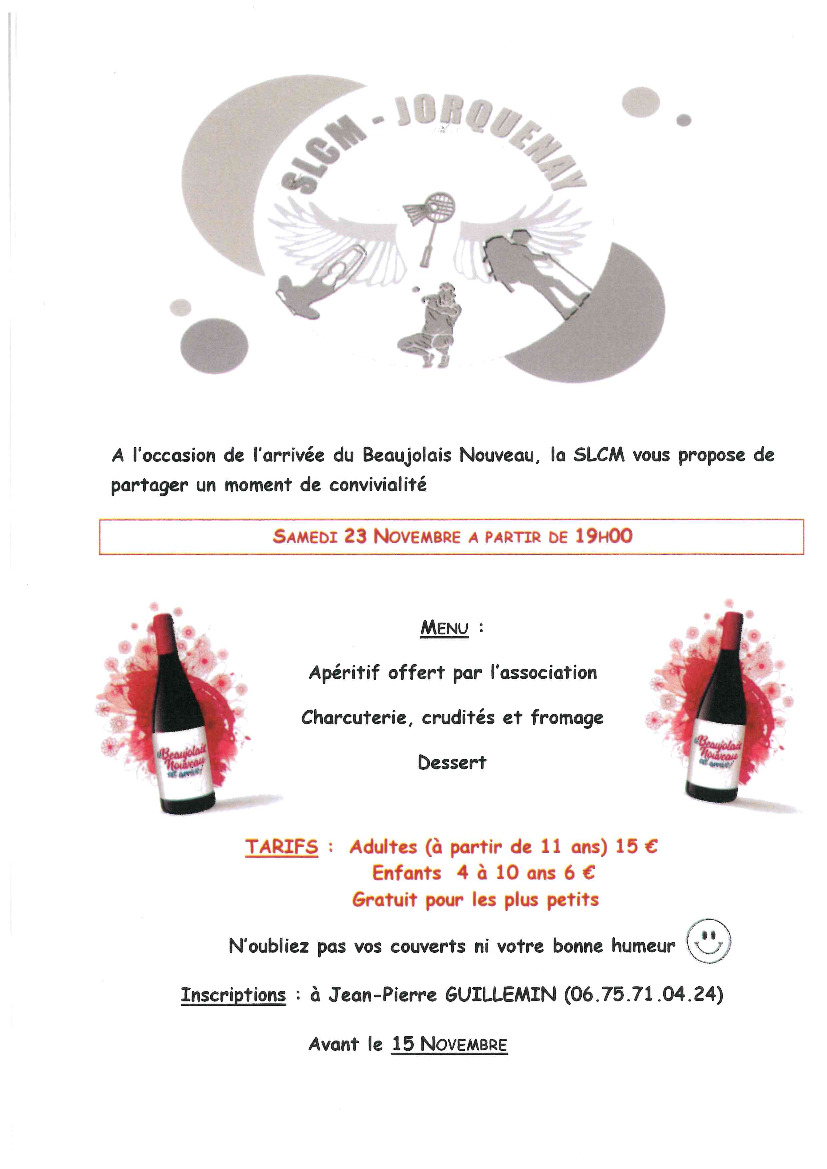 SLCM - Soirée Beaujolais - 23/11/2024 à 19h00