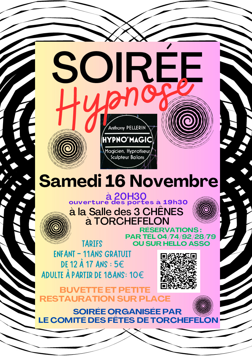 COMITE DES FETES - SOIREE HYPNOSE SAMEDI 16 NOVEMBRE