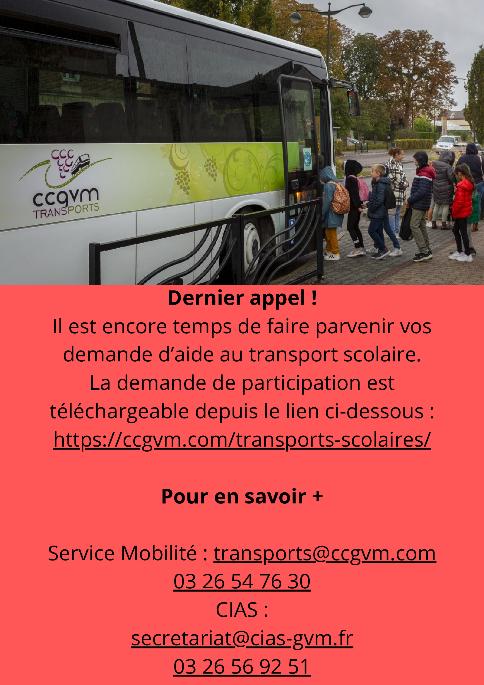 AIDE AU TRANSPORT SCOLAIRE