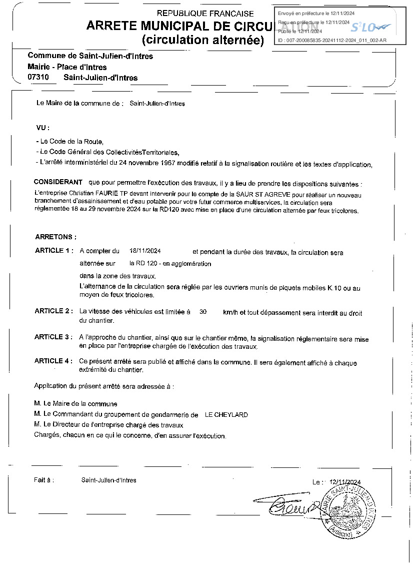 AM - CIRCULATION ALTERNEE RD 120 EN AGGLOMERATION 18 > 29/11