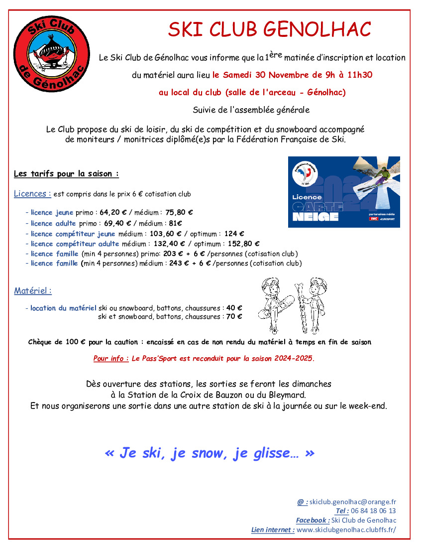 INFO - Ski Club de Génolhac