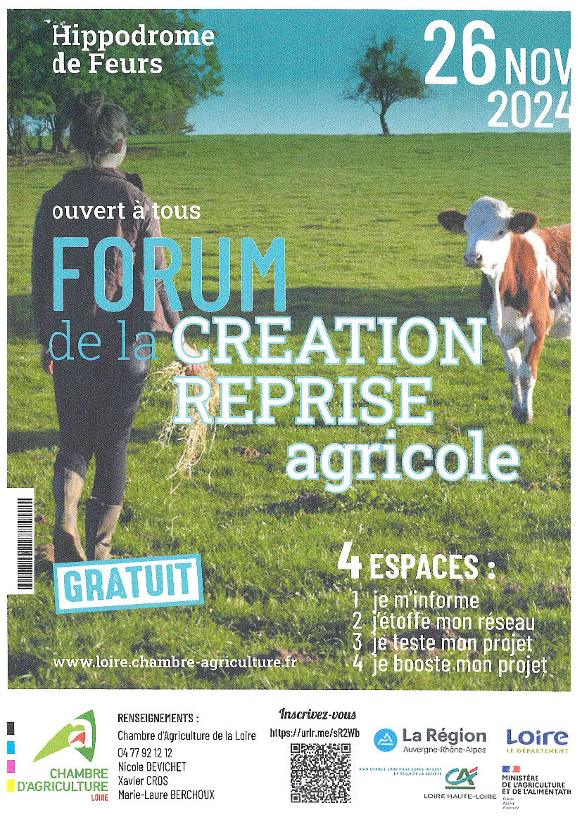 2EME FORUM DE LA CREATION REPRISE AGRICOLE DANS LA LOIRE