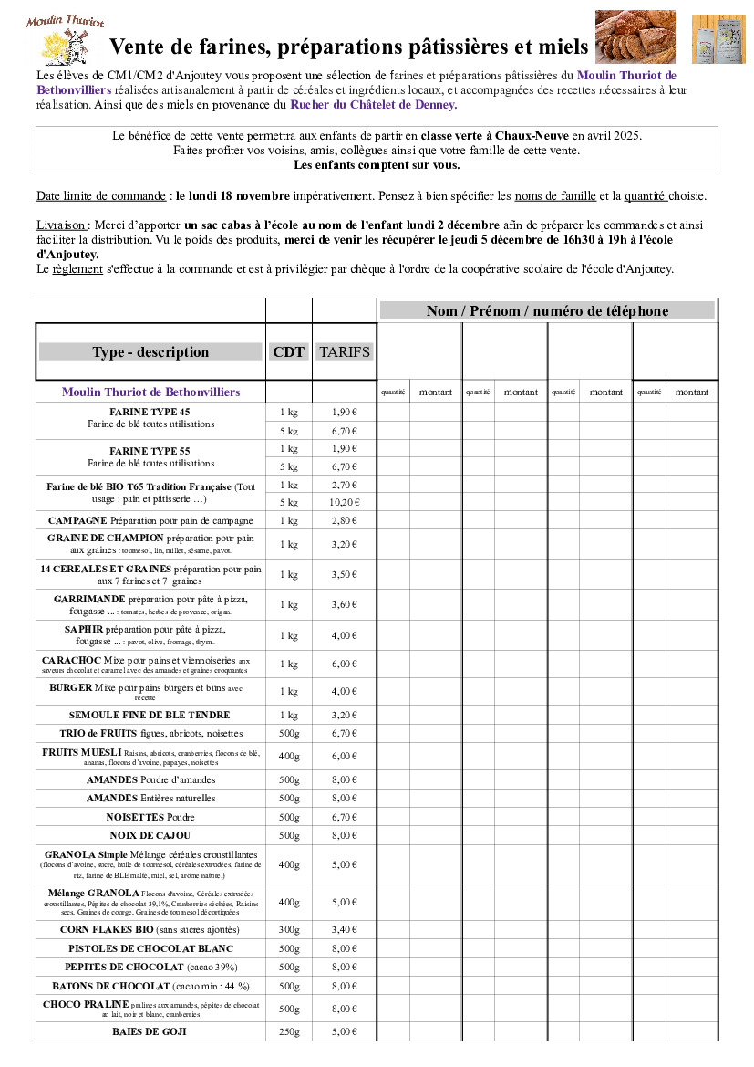 Vente au profit des enfants de l'école