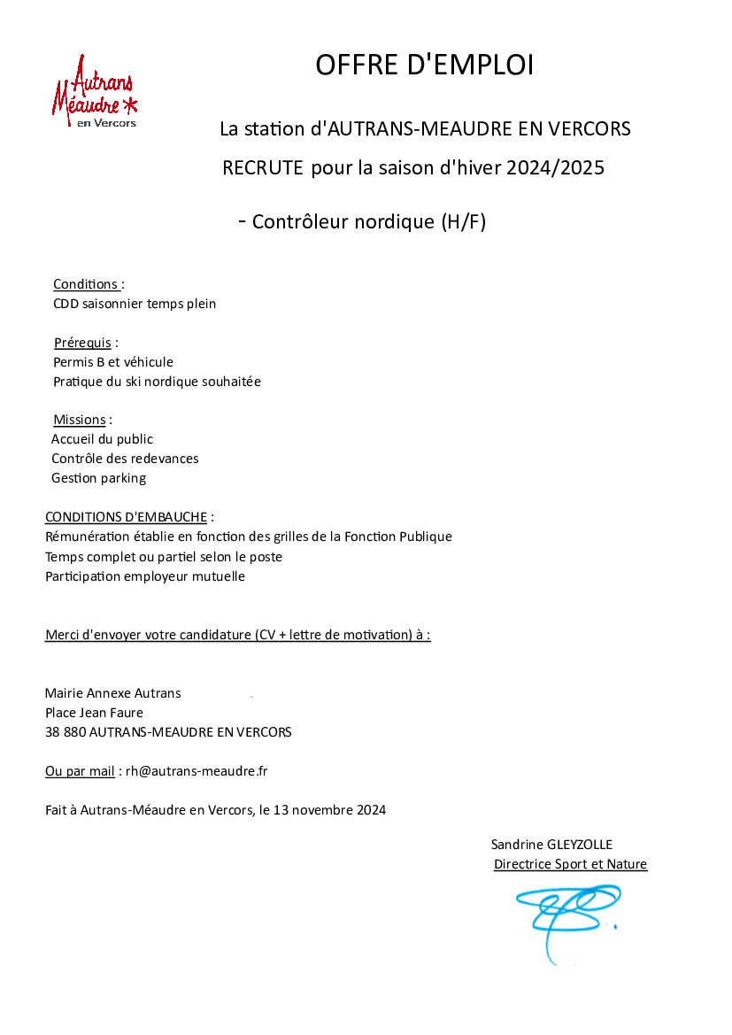 OFFRE D'EMPLOI