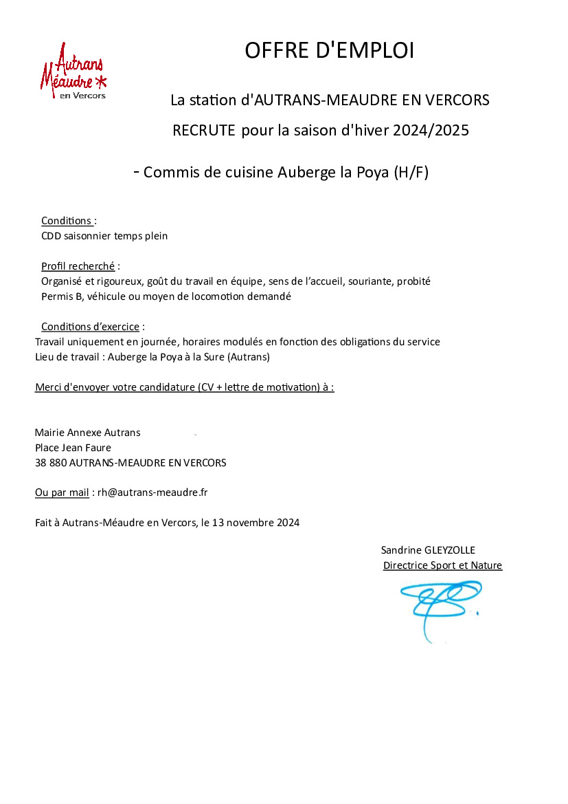 OFFRE D'EMPLOI