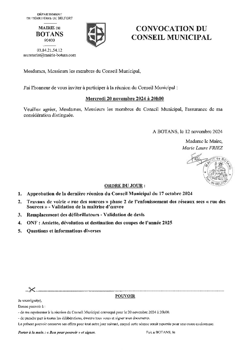 CONSEIL MUNICIPAL / 20.11.2024