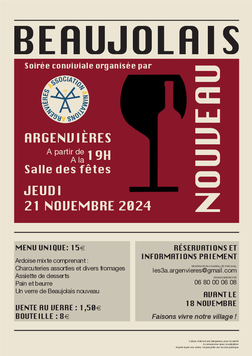 Soirée Beaujolais Nouveau 21/11