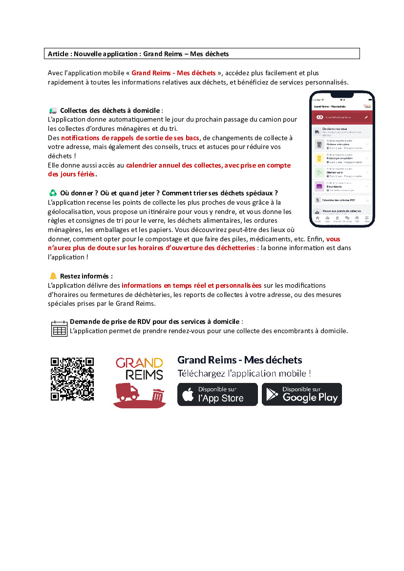 NOUVELLE APPLICATION GRAND REIMS MES DECHETS