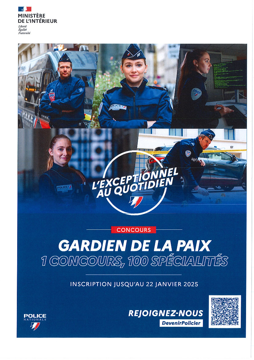 RECRUTEMENT GARDIEN DE LA PAIX